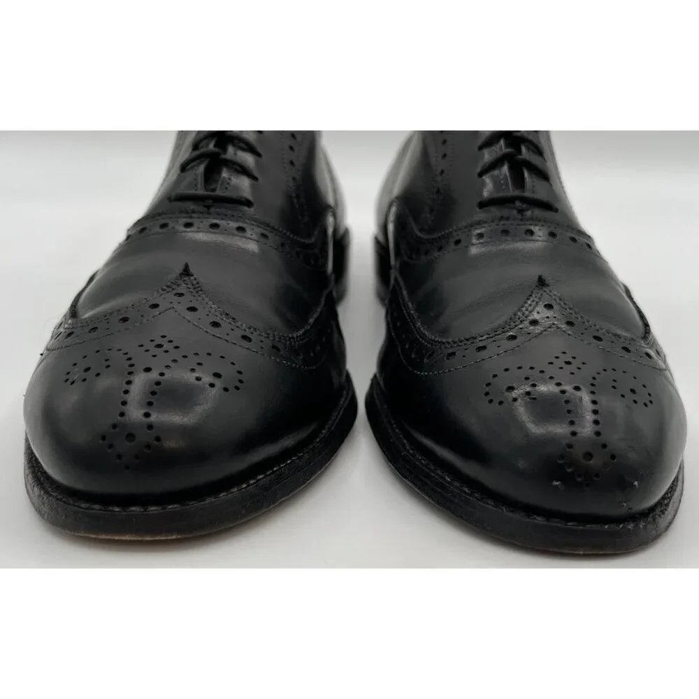 Allen Edmonds Chester Men Size 9.5 D Black Leather Wing Tip Oxford Dress Shoes